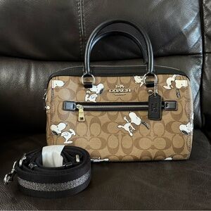 COACH X Peanuts  Rowan Satchel In Signature Canvas Snoopy print Limited Edition